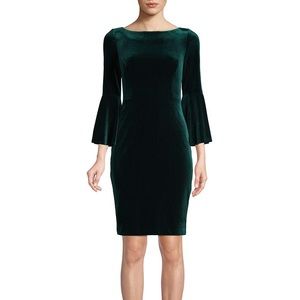 Vince Camuto velvet sheath dress with bell sleeve
